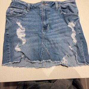 Hollister Blue Distressed Mini Skirt